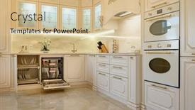  Presentation with kitchen cabinet - Presentation theme having large-luxury-beige-and-gold background and a lemonade colored foreground