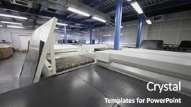  Presentation with polygraph - Cool new PPT theme with large machines preparing samples backdrop and a dark gray colored foreground