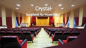  Presentation with concert stage empty stage - PPT layouts consisting of large meeting conference room - concert hall and empty stage background and a coral colored foreground