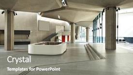  Presentation with congress - PPT theme having large meeting conference room - interior of a congress palace background and a gray colored foreground