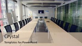  Presentation with modern - Presentation theme enhanced with large meeting conference room - modern boardroom background and a soft green colored foreground