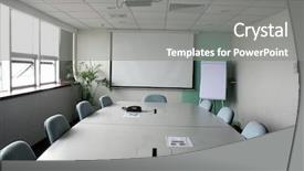  Presentation with office - Beautiful PPT layouts featuring large meeting conference room - projection screen in the boardroom backdrop and a gray colored foreground