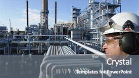  Presentation with oil gas - Colorful presentation theme enhanced with large oil and gas backdrop and a gray colored foreground