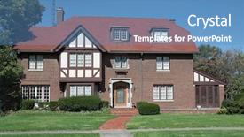  Presentation with tudor - Presentation design consisting of large old english tudor style background and a teal colored foreground