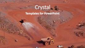  Presentation with trucks - PPT theme having mining exploration - large open-pit iron ore mine background and a coral colored foreground