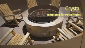  Presentation with fire extingusher - Colorful slides enhanced with large outdoor fire pit surrounded backdrop and a tawny brown colored foreground