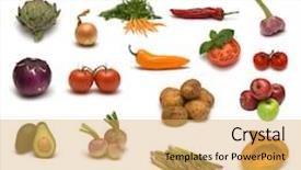  Presentation with page - Slides having fresh organic potato sweet - large page of vegetables background and a yellow colored foreground