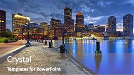  Presentation with panoramic london skyline iconic - PPT layouts consisting of large panoramic view of boston background and a coral colored foreground