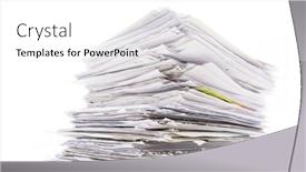  Presentation with recycling paper - Amazing PPT theme having large-pile-of-waste-paper backdrop and a white colored foreground