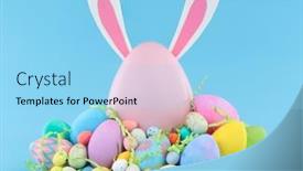  Presentation with bunny - Slides having large-pink-easter-egg background and a light blue colored foreground