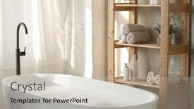  Presentation with porcelain - Audience pleasing PPT theme consisting of large-porcelain-white-bathtub-filled backdrop and a soft green colored foreground