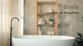  Presentation with white candles - PPT theme enhanced with large-porcelain-white-bathtub background and a coral colored foreground