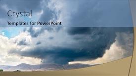  Presentation with oklahoma - PPT theme having large-powerful-tornadic-supercell-storm background and a teal colored foreground