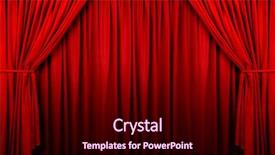  Presentation with red curtain - PPT theme enhanced with multi-ethnic business team holding background and a light gray colored foreground.