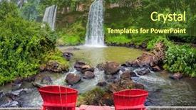  Presentation with scenic - PPT layouts featuring large red plastic chairs - chaise background and a tawny brown colored foreground