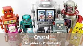  Presentation with robot - Cool new presentation theme with large retro robot group backdrop and a coral colored foreground
