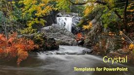  Presentation with fall foliage - Theme with large-rock-in-running-water background and a tawny brown colored foreground
