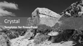  Presentation with spanish - PPT theme having large rocks line the walk through the boquer valley in the tramuntana mountains on the spanish island of majorca background and a gray colored foreground
