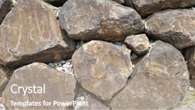  Presentation with rock wall - Slide deck consisting of large rocks rock wall boulders background and a coral colored foreground