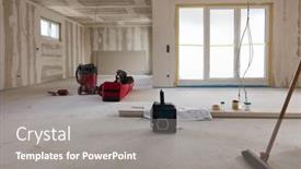  Presentation with construction work - PPT theme enhanced with large-room-after-spatula-work background and a gray colored foreground