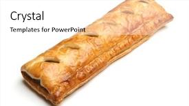  Presentation with roll - PPT theme featuring large sausage roll on white background and a white colored foreground