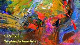  Presentation with oil - Slide deck having large scale abstract oil painting background and a tawny brown colored foreground