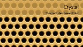  Presentation with sheet metal - PPT theme enhanced with large sheet of a background gold metal grid or grill background and a yellow colored foreground