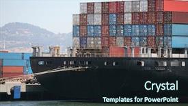  Presentation with cargo ship - Presentation theme having large ship with cargo background and a wine colored foreground