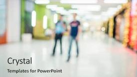  Presentation with people mall - Audience pleasing theme consisting of large shopping mall a lot backdrop and a light gray colored foreground