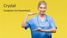  Presentation with symbol - Slides with large size sign measure symbol background and a yellow colored foreground