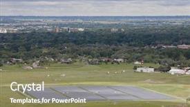  Presentation with solar farm - Amazing PPT theme having large solar energy farm 3 backdrop and a coral colored foreground