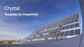  Presentation with plain blue clear sky - Slide deck consisting of large solar panels with clear background and a ocean colored foreground