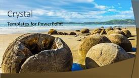  Presentation with tide - Theme enhanced with large-spherical-boulders-moeraki background and a light blue colored foreground