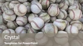  Presentation with baseball - PPT theme having large stack of many baseballs background and a gray colored foreground