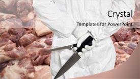  Presentation with raw meat - Audience pleasing theme consisting of large stack of raw meat backdrop and a white colored foreground