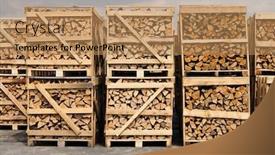  Presentation with stack - Slides having large stack of wood for firewood packed on pallets background and a coral colored foreground