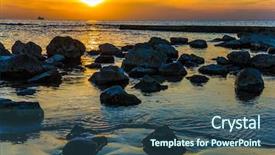  Presentation with sound waves wave oscillating - Audience pleasing presentation design consisting of large stones in tidal waves backdrop and a  colored foreground