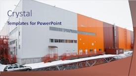  Presentation with storage - Presentation design consisting of large-storage-room-facade-outside background and a sky blue colored foreground