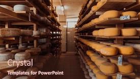  Presentation with cheese - Slides with large-storehouse-of-manufactured-cheese background and a wine colored foreground