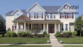  Presentation with yellow - Beautiful slides featuring large suburban home with yellow backdrop and a light blue colored foreground