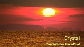 Presentation with water sun - Colorful slide deck enhanced with large sun over water backdrop and a tawny brown colored foreground