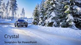  Presentation with suv - Cool new slide deck with large suv car driving backdrop and a light blue colored foreground