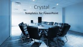  Presentation with conference table - Slides enhanced with large-table-and-chairs background and a light blue colored foreground