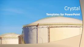  Presentation with fuel storage - Presentation theme having large-tanks-for-fuel-storage background and a teal colored foreground