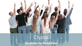  Presentation with people - Slide deck featuring large-team-of-young-people background and a seafoam green colored foreground