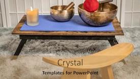  Presentation with tibetan singing bowl - PPT theme consisting of large-tibetan-singing-bowl background and a coral colored foreground