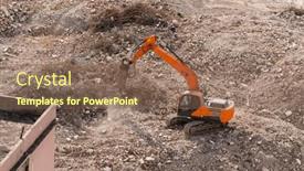  Presentation with construction site construction - Presentation enhanced with large-tracked-excavator-with-hydraulic background and a violet colored foreground