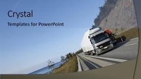  Presentation with truck - Audience pleasing presentation consisting of large truck driving on highway backdrop and a light blue colored foreground