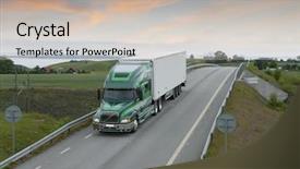  Presentation with semi truck - Amazing slide set having large truck lorry driving backdrop and a soft green colored foreground
