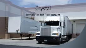  Presentation with food truck - Slides featuring large truck unloading at warehouse background and a light blue colored foreground